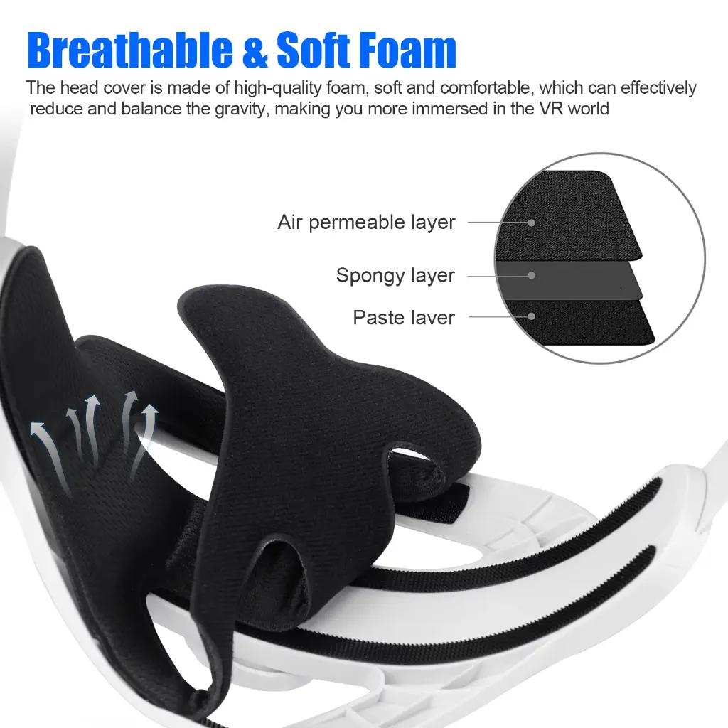 TSV Adjustable Head Strap Fit for Oculus Quest 2 VR Headset with Head Cushion, Replacement Elite Strap for Meta/Oculus Quest 2, Comfortable Protective Head Strap Enhanced Support Reduce Pressure