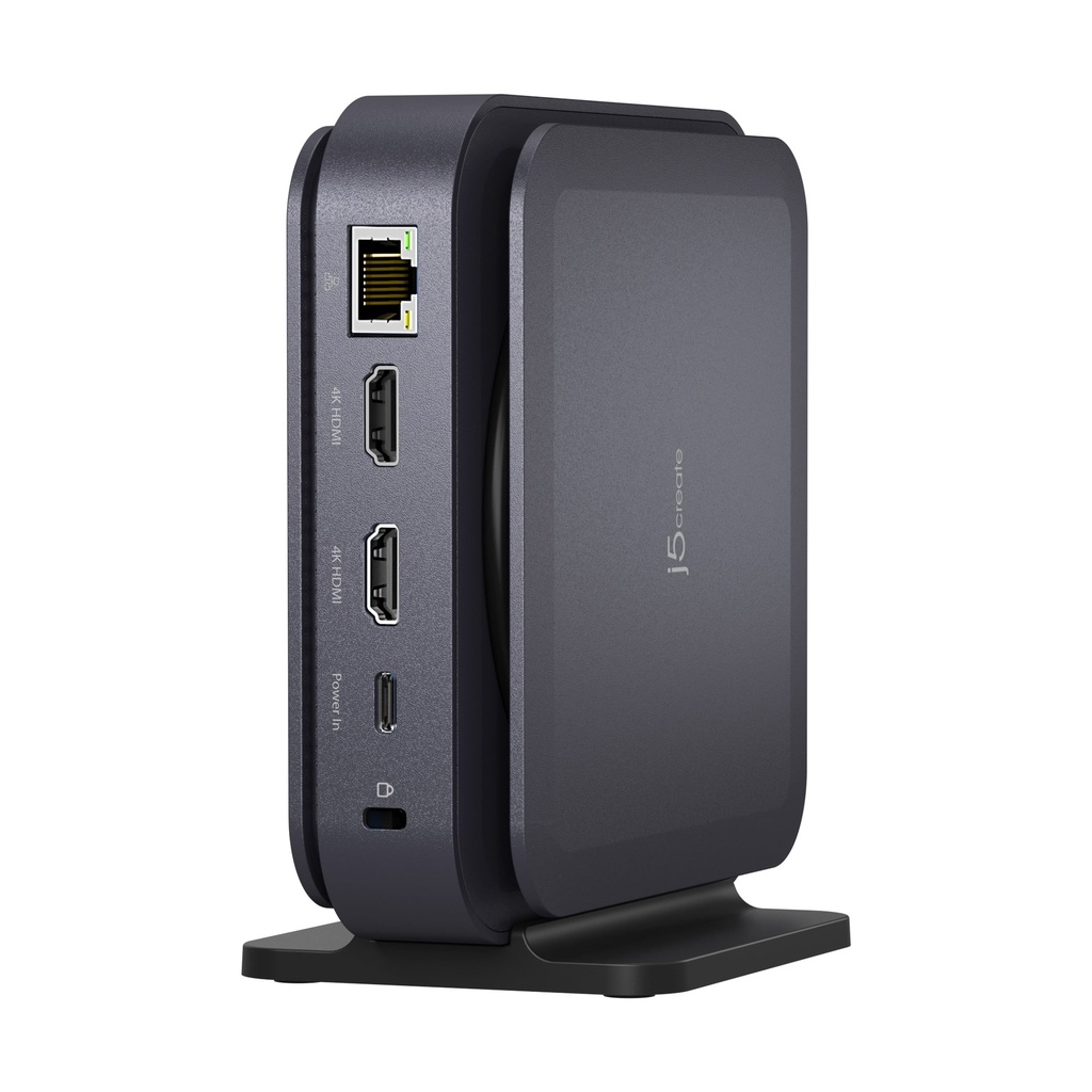 j5create USB-C Dual 4K HDMI Dock Without PD 3.1 Pass Through Charging (5.12x5.12 in and 14.7 oz), JCD3198